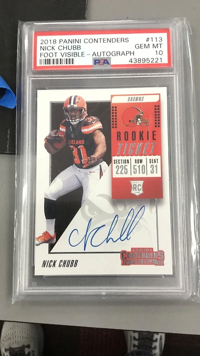 2018 Panini Contenders 113 Nick Chubb Variation-autograph PSA 10