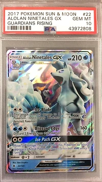 2017 Pokemon Sun & Moon Guardians Rising 22 Alolan Ninetales Gx PSA