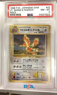 1998 Pokemon Japanese Gym 22 Lt. Surge's Fearow-holo PSA