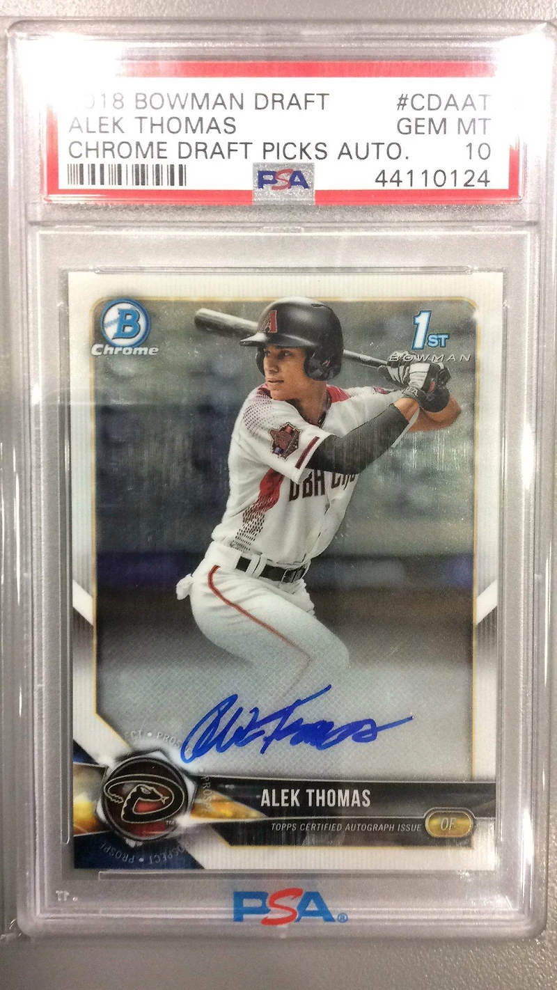 2018 Bowman Draft Chrome Draft Picks Autographs Cdaat Alek Thomas PSA 10