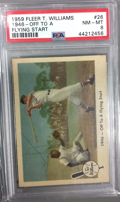 1959 Fleer Ted Williams 26 1946-off To A Flying Start PSA 8