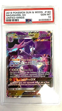 2019 Pokemon Sun & Moon Unified Minds 160 Naganadel Gx PSA 10