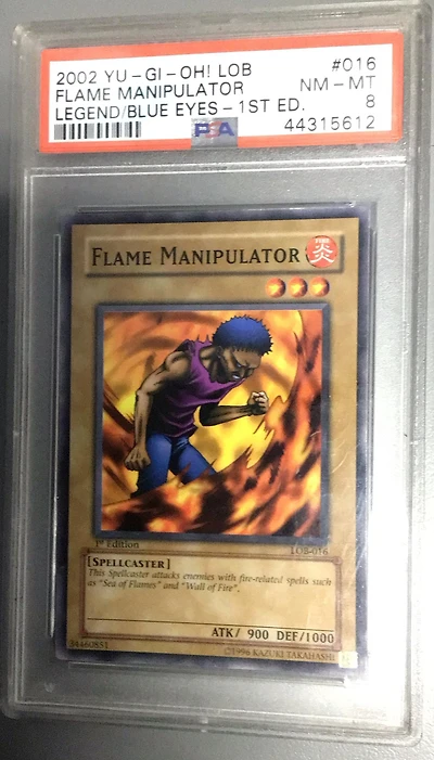 2002 Yu-gi-oh! Lob-legend Of Blue Eyes White Dragon 016 Flame Manipulator 1st Edition PSA 8