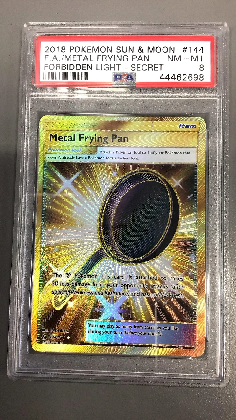 2018 Pokemon Sun & Moon Forbidden Light 144 Full Art/metal Frying Pan Secret PSA