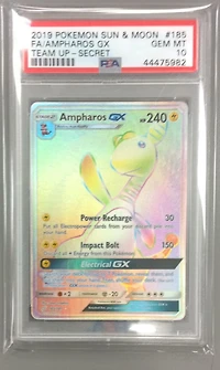 2019 Pokemon Sun & Moon Team Up 185 Full Art/ampharos Gx Secret PSA
