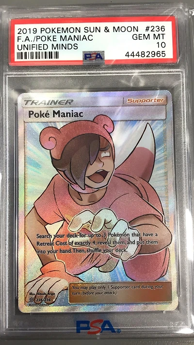 2019 Pokemon Sun & Moon Unified Minds 236 Fa/poke Maniac PSA 10
