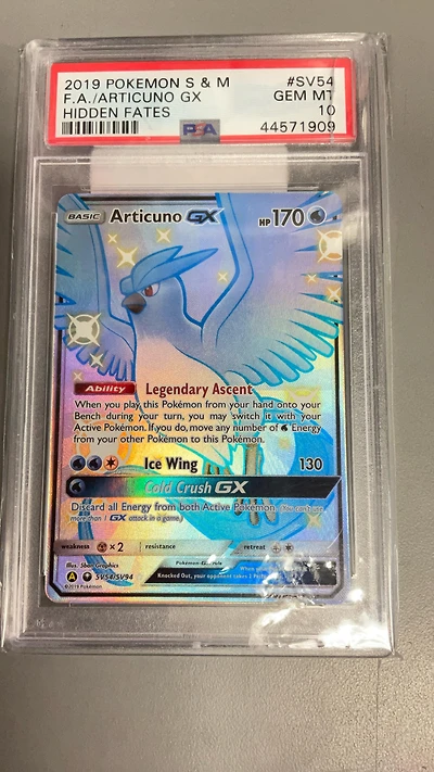 2019 Pokemon Sun & Moon Hidden Fates Sv54 Full Art/articuno Gx PSA