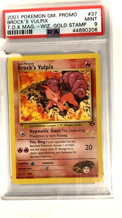 2001 Pokemon Game Promo 37 Brock's Vulpix Top Deck Magazine W/wizards Gold Stamp PSA