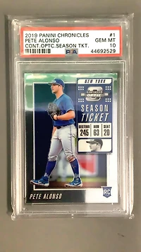 2019 Panini Chronicles Contenders Optic Season Ticket 1 Pete Alonso PSA 10