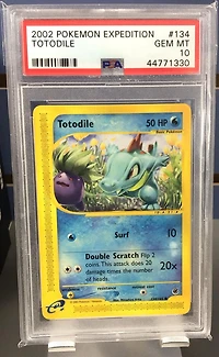 2002 Pokemon Expedition 134 Totodile PSA 10