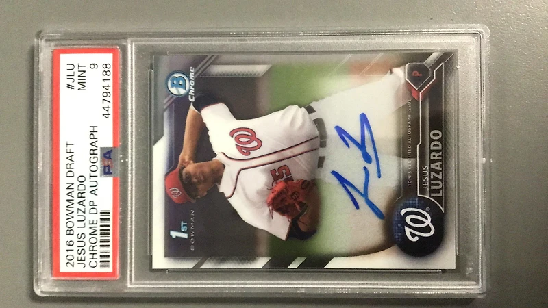 2016 Bowman Draft Chrome Draft Picks Autographs Jlu Jesus Luzardo PSA 9