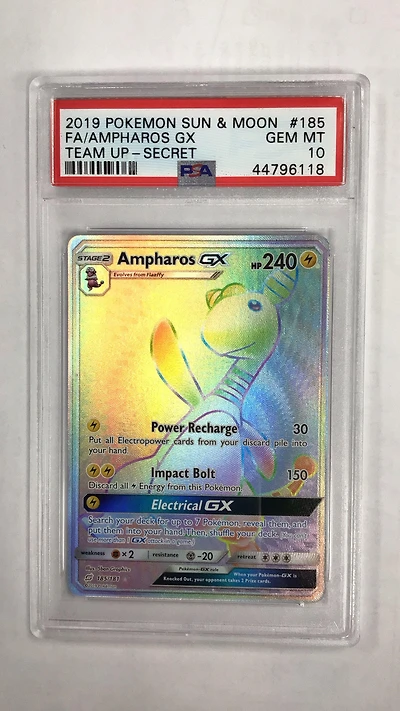 2019 Pokemon Sun & Moon Team Up 185 Full Art/ampharos Gx Secret PSA 10