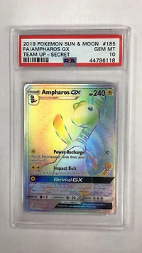 2019 Pokemon Sun & Moon Team Up 185 Full Art/ampharos Gx Secret PSA 10