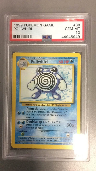 1999 Pokemon Game 38 Poliwhirl PSA