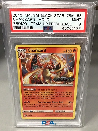 2019 Pokemon Sm Black Star Promo Sm158 Charizard-holo Team Up Prerelease PSA