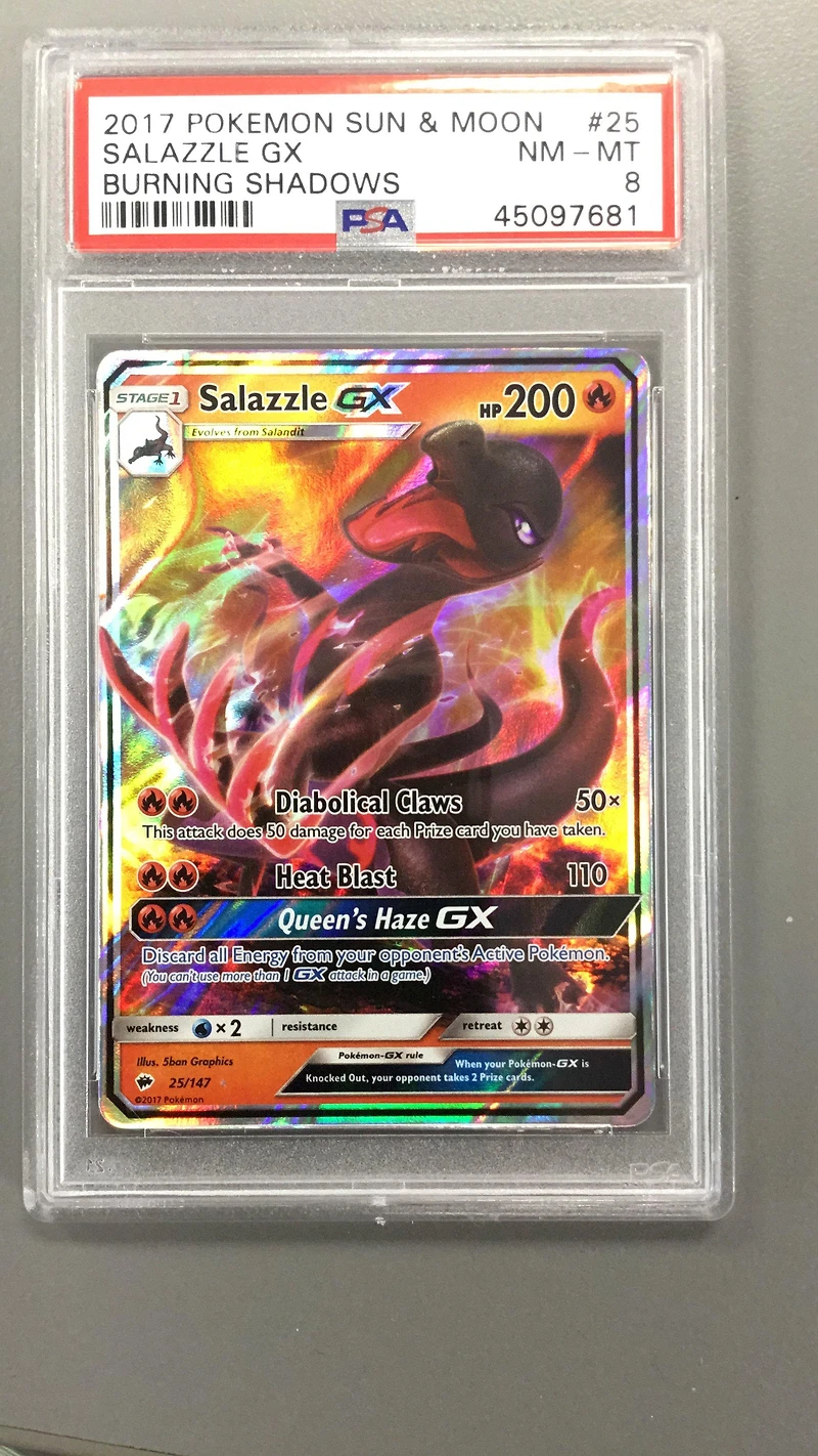 2017 Pokemon Sun & Moon Burning Shadows 25 Salazzle Gx PSA