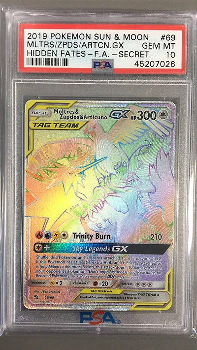 2019 Pokemon Sun & Moon Hidden Fates Mltrs/zpds/artcn.gx PSA
