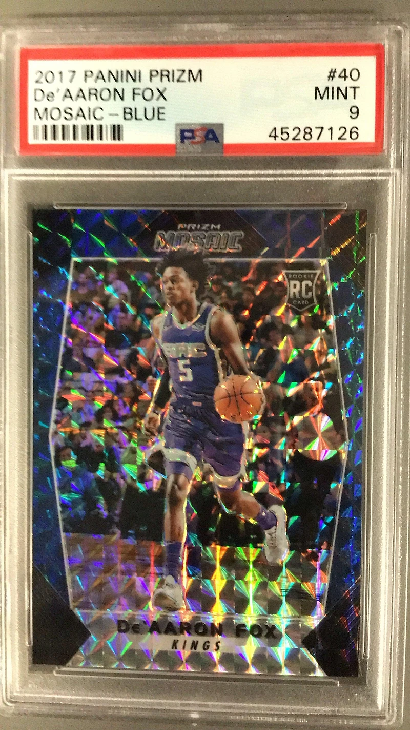 2017 Panini Prizm Mosaic 40 De'aaron Fox Blue PSA 9