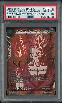 2019 Dragon Ball Super Card Game Series 7 Assault Of The Saiyans Bt7-006 Dependable Brother Son Gohan Special Rare Signature PSA 10