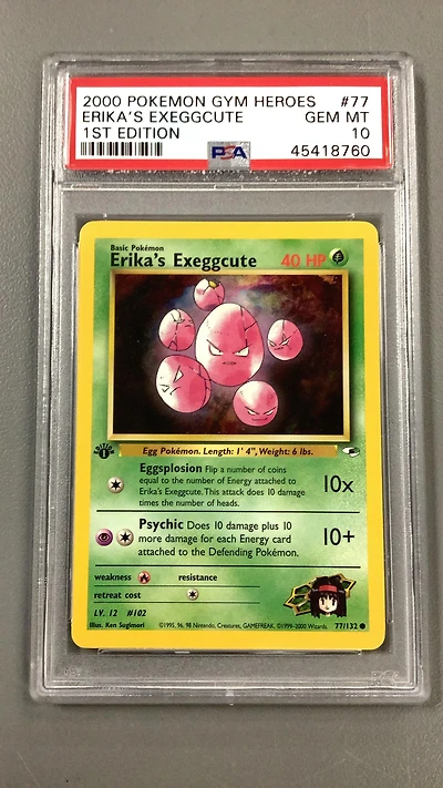 2000 Pokemon Gym Heroes 77 Erika's Exeggcute 1st Edition PSA