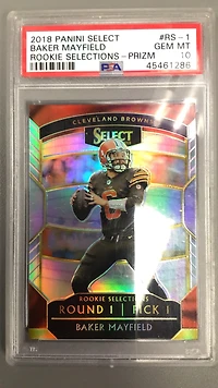 2018 Panini Select Rookie Selections Rs1 Baker Mayfield Prizm PSA 10