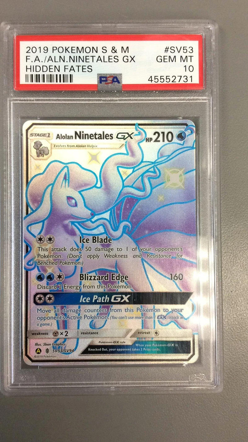 2019 Pokemon Sun & Moon Hidden Fates Sv53 Full Art/alolan Ninetales Gx PSA