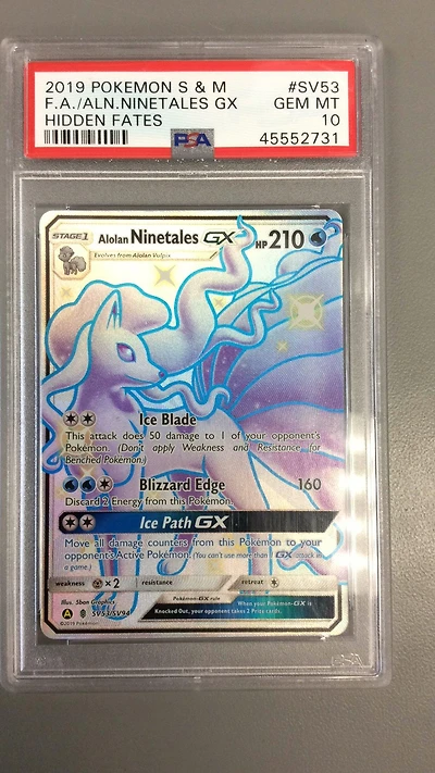 2019 Pokemon Sun & Moon Hidden Fates Sv53 Full Art/alolan Ninetales Gx PSA
