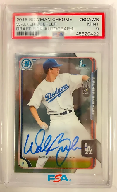 2015 Bowman Chrome Draft Pick Autograph Bcawb Walker Buehler PSA 9