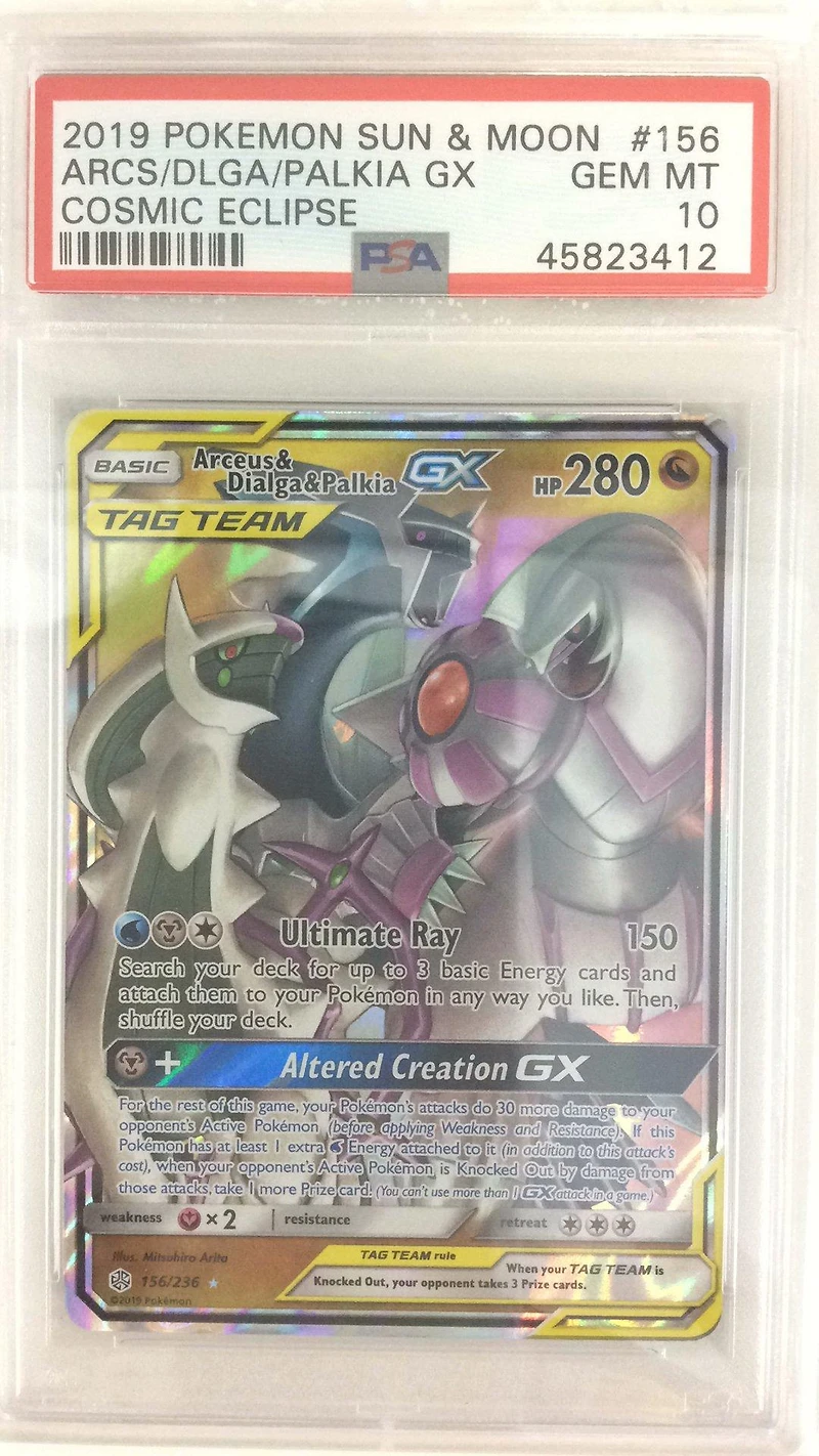 2019 Pokemon Sun & Moon Cosmic Eclipse 156 Arceus & Dialga & Palkia Gx PSA
