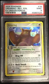 2005 Pokemon Ex Unseen Forces 18 Ursaring-reverse Foil PSA 9