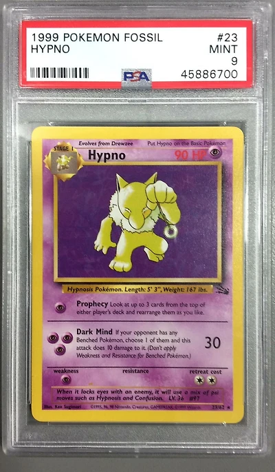 1999 Pokemon Fossil 23 Hypno PSA
