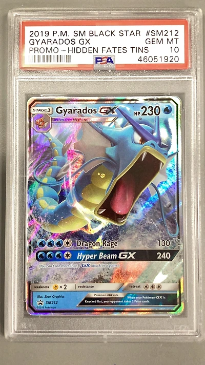 2019 Pokemon Sm Black Star Promo Sm212 Gyarados Gx Hidden Fates Tins PSA