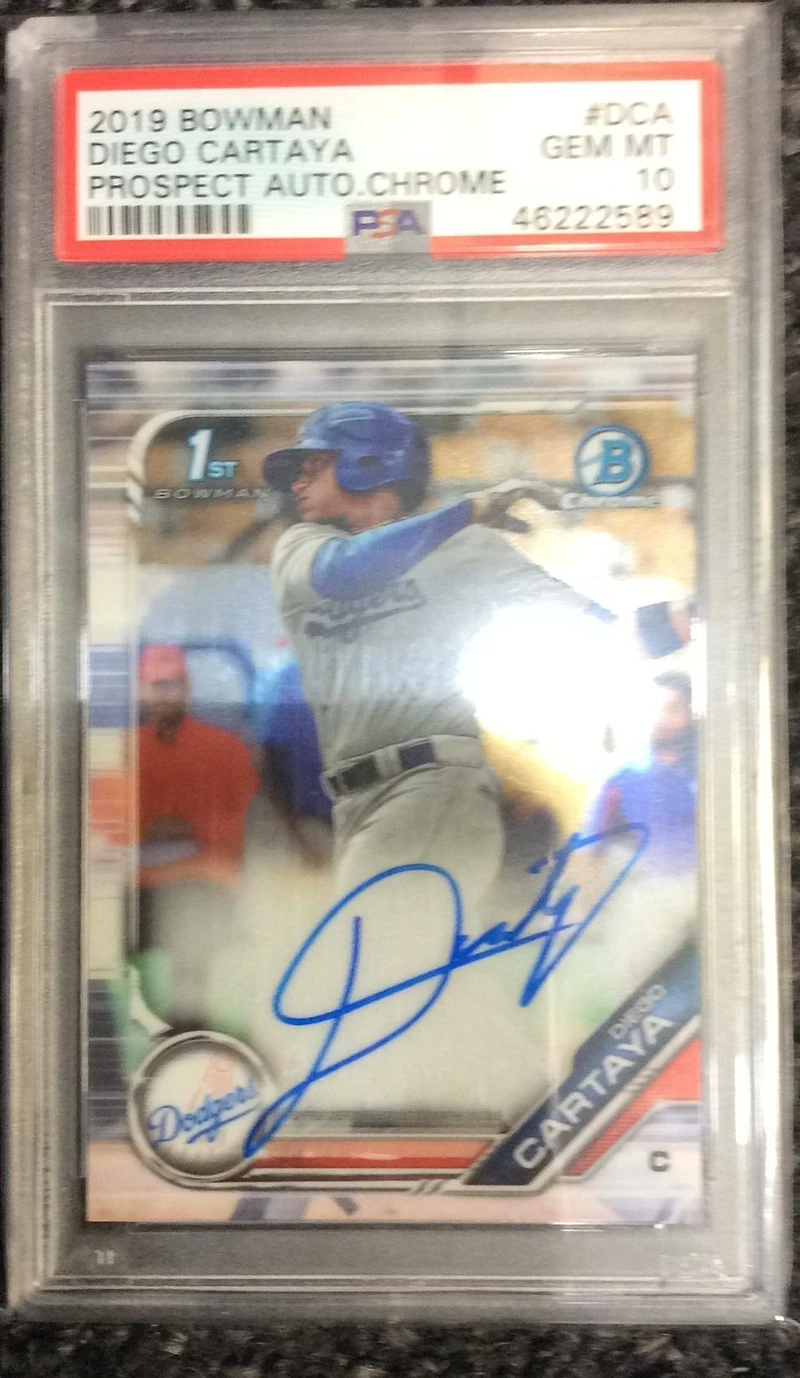 2019 Bowman Prospect Autographs Chrome Dca Diego Cartaya PSA 10