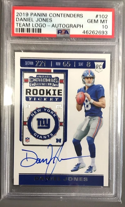 2019 Panini Contenders 102 Daniel Jones Autograph PSA 10