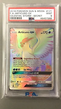 2018 Pokemon Sun & Moon Celestial Storm 171 Full Art/articuno Gx Secret PSA 9