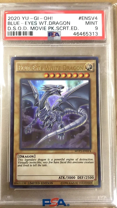 2020 Yu-gi-oh! The Dark Side Of Dimensions Movie Pack Secret Edition Ensv4 Blue-eyes White Dragon PSA 9