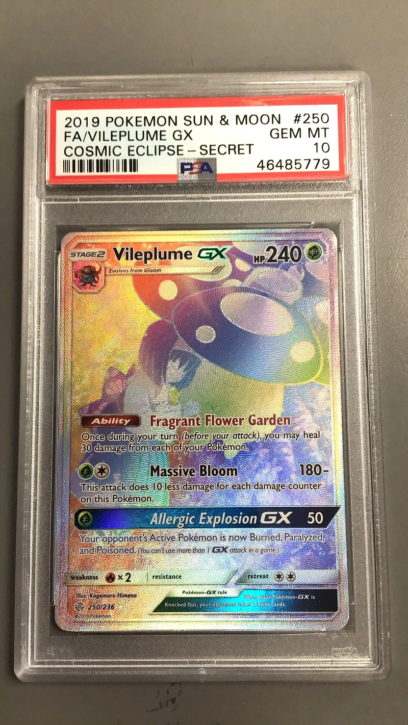 2019 Pokemon Sun & Moon Cosmic Eclipse 250 Full Art/vileplume Gx Secret PSA