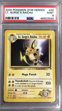 2000 Pokemon Gym Heroes 28 Lt. Surge's Raichu PSA 9