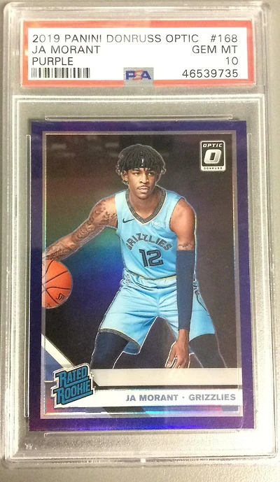 2019 Panini Donruss Optic 168 Ja Morant Purple PSA