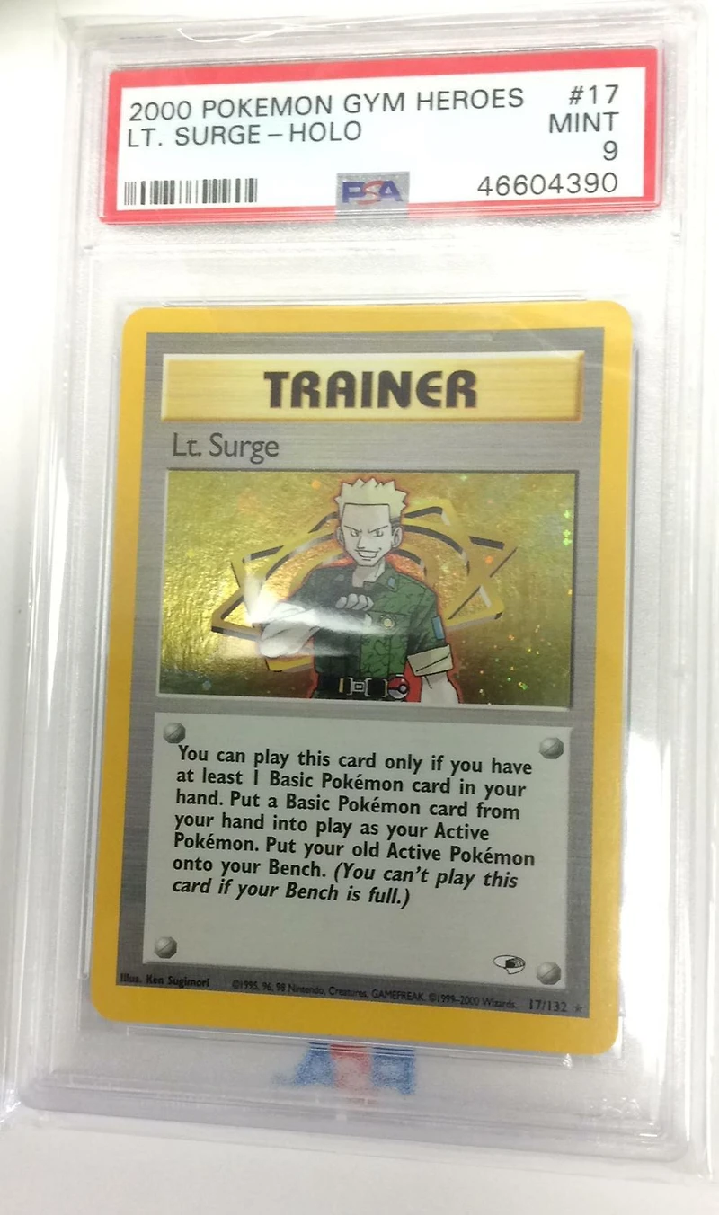2000 Pokemon Gym Heroes 17 Lt. Surge-holo PSA