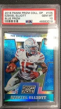 2016 Panini Prizm Collegiate Draft Picks 105 Ezekiel Elliott Blue Prizm PSA 10