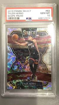 2019 Panini Select 63 Tyler Herro Scope Prizm PSA 10