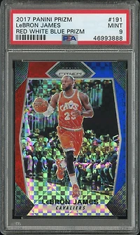 2017 Panini Prizm 191 Lebron James Red White Blue Prizm PSA 9