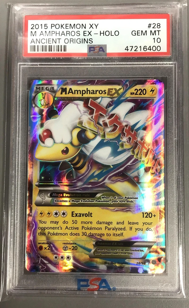 2015 Pokemon Xy Ancient Origins 28 M Ampharos Ex PSA 10