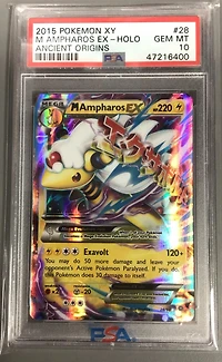 2015 Pokemon Xy Ancient Origins 28 M Ampharos Ex PSA 10