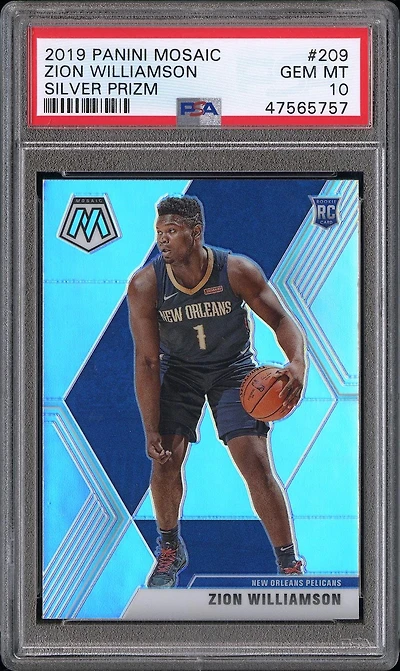 2019 Panini Mosaic 209 Zion Williamson Silver Prizm PSA 10