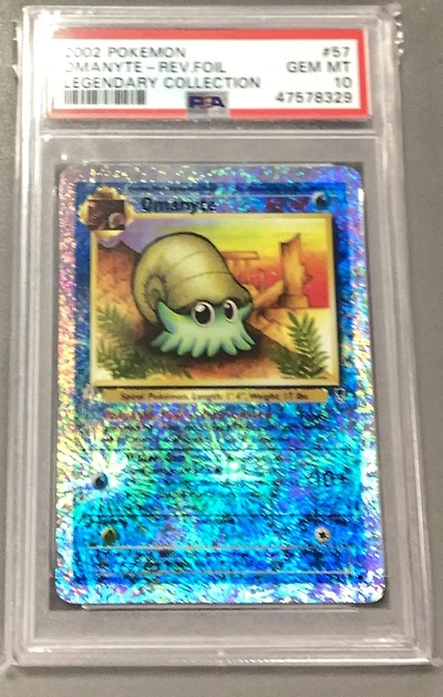 2002 Pokemon Legendary Collection 57 Omanyte-reverse Foil PSA