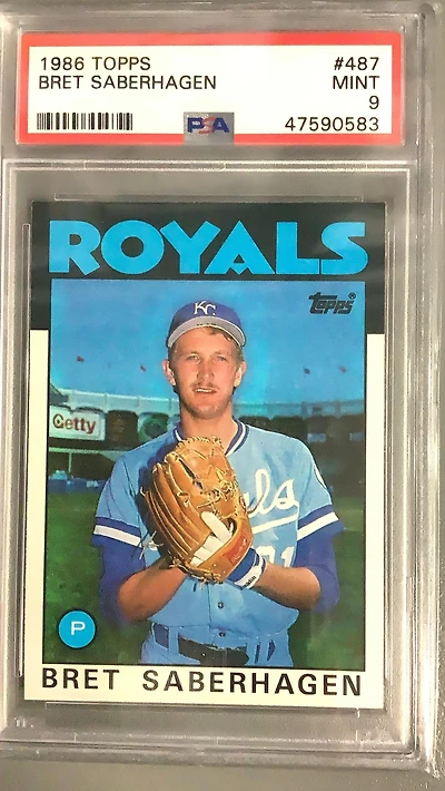 1986 Topps 487 Bret Saberhagen PSA 9