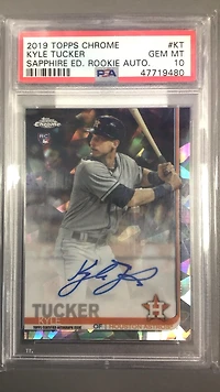2019 Topps Chrome Sapphire Edition Rookie Autographs Kt Kyle Tucker PSA 10