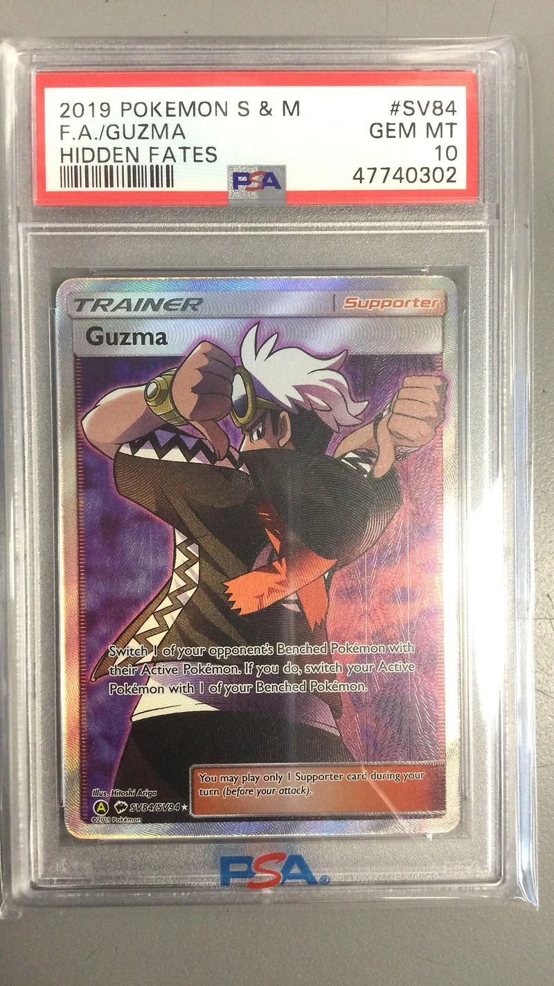 2019 Pokemon Sun & Moon Hidden Fates Sv84 Fa/guzma PSA